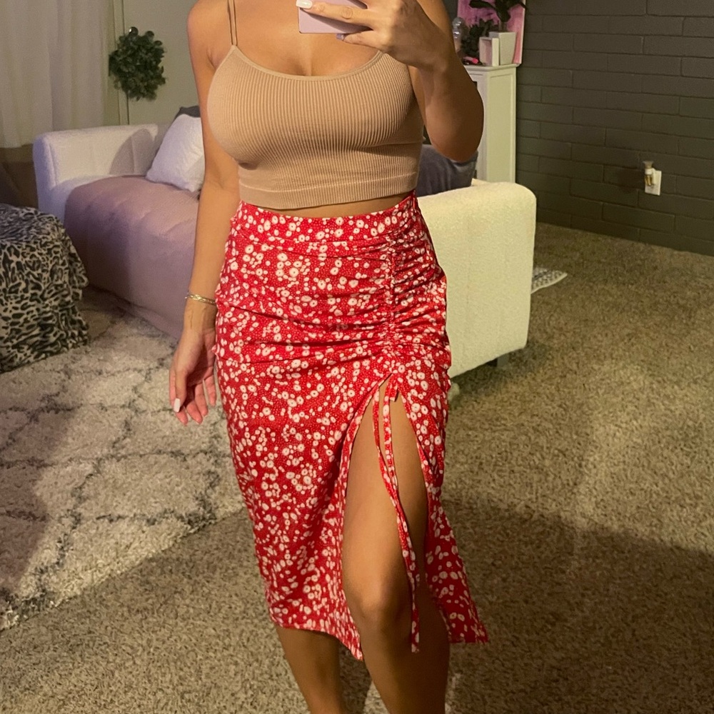 Red and white flower skirt